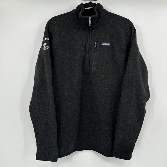 Patagonia Better Sweater 1/4 Zip Fleece Pullover Black Mens Large Patch Gorpcore